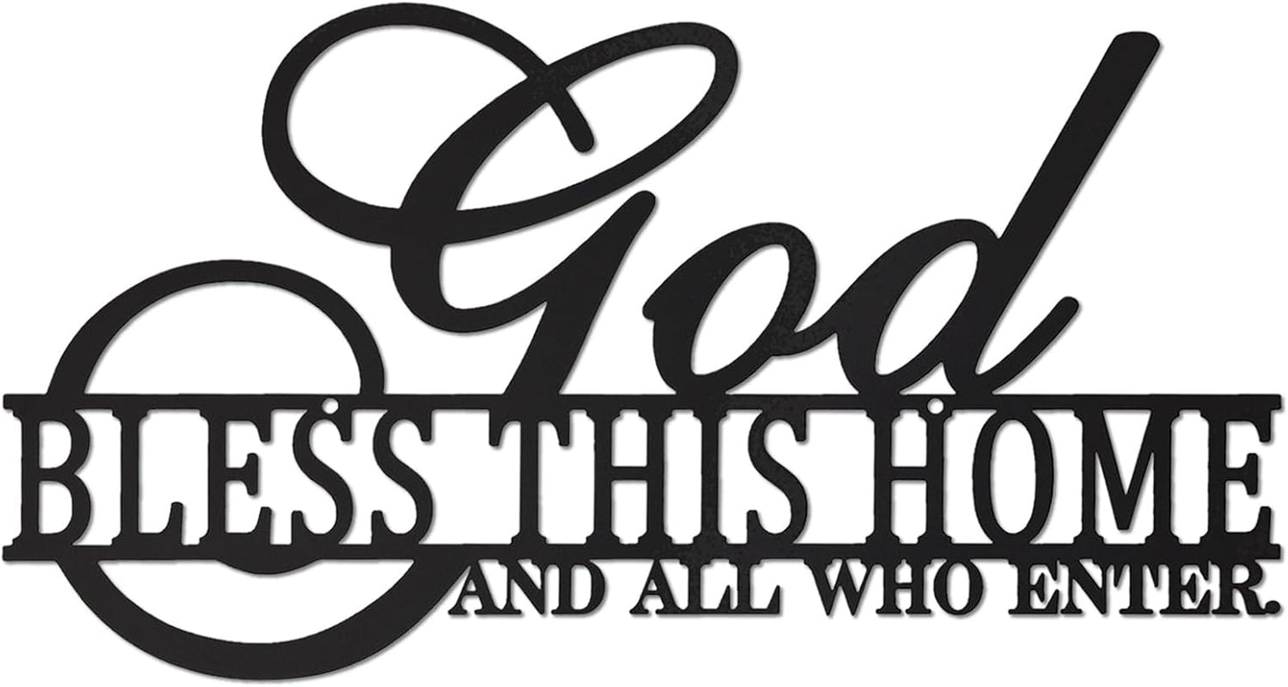 God Bless This Home Wall Decor Rustic Metal Home Sign Christian Jesus Decorations for Farmhouse Entryway Living Room Kitchen Dining Room