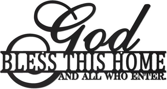 God Bless This Home Wall Decor Rustic Metal Home Sign Christian Jesus Decorations for Farmhouse Entryway Living Room Kitchen Dining Room