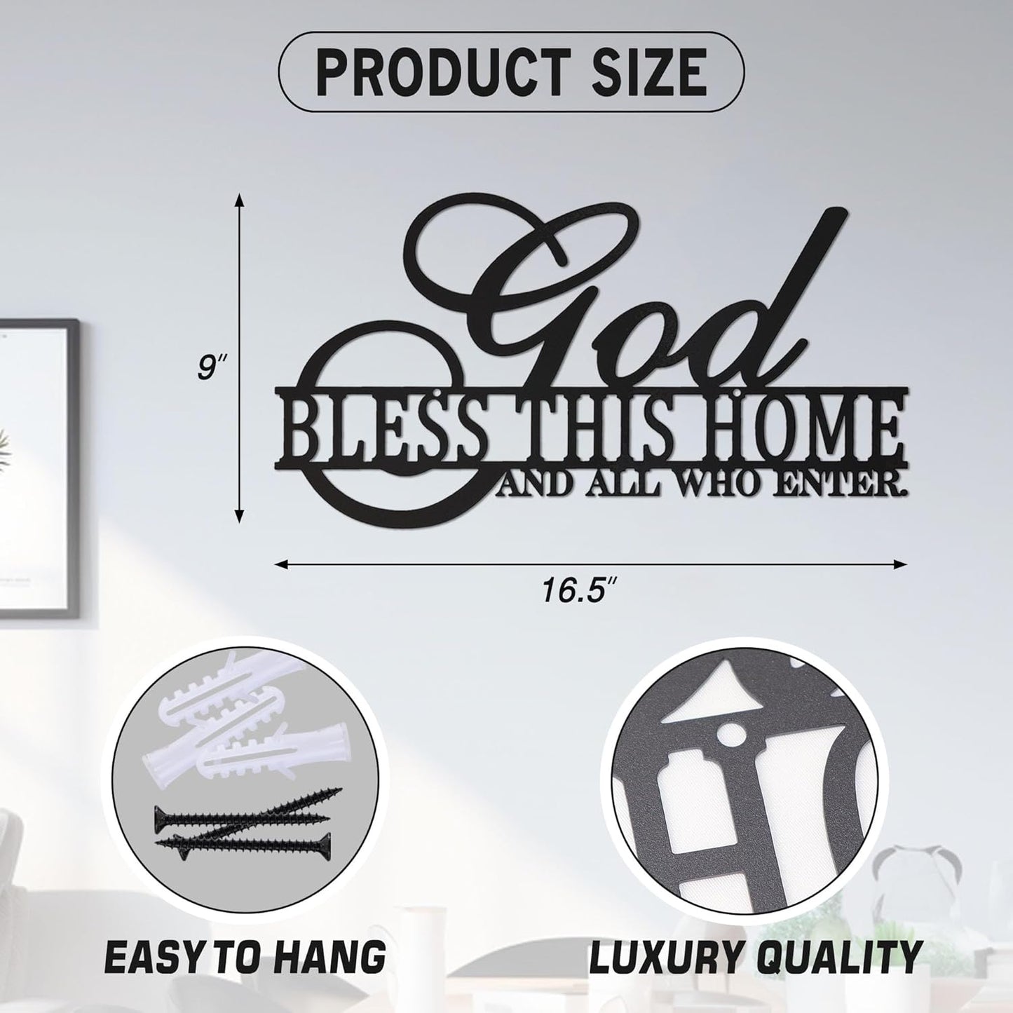 God Bless This Home Wall Decor Rustic Metal Home Sign Christian Jesus Decorations for Farmhouse Entryway Living Room Kitchen Dining Room