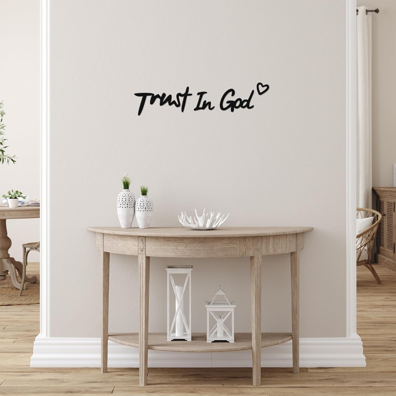 “Trust in God” Sign, Inspirational Scripture, Wall Art for Home Decor, Faith Based Living Room Wall Art, Heartwarming Gift