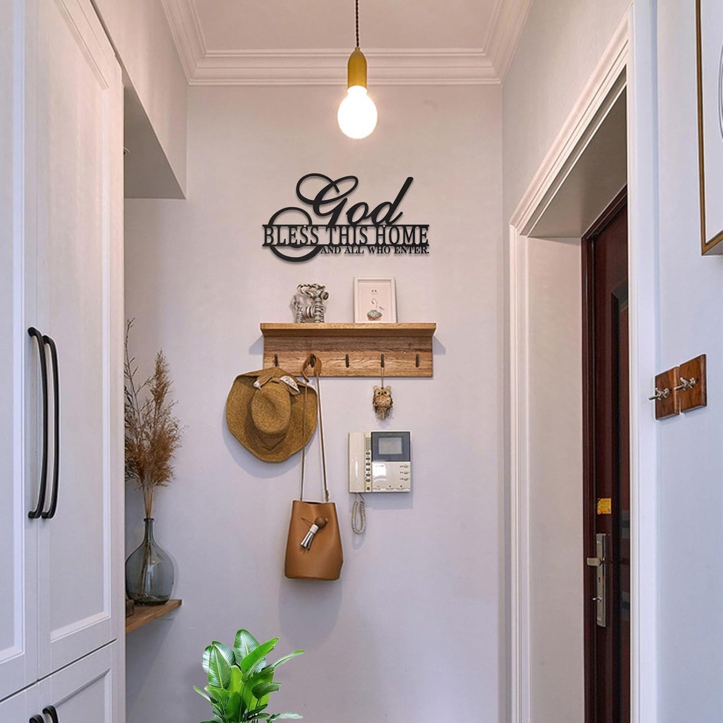 God Bless This Home Wall Decor Rustic Metal Home Sign Christian Jesus Decorations for Farmhouse Entryway Living Room Kitchen Dining Room