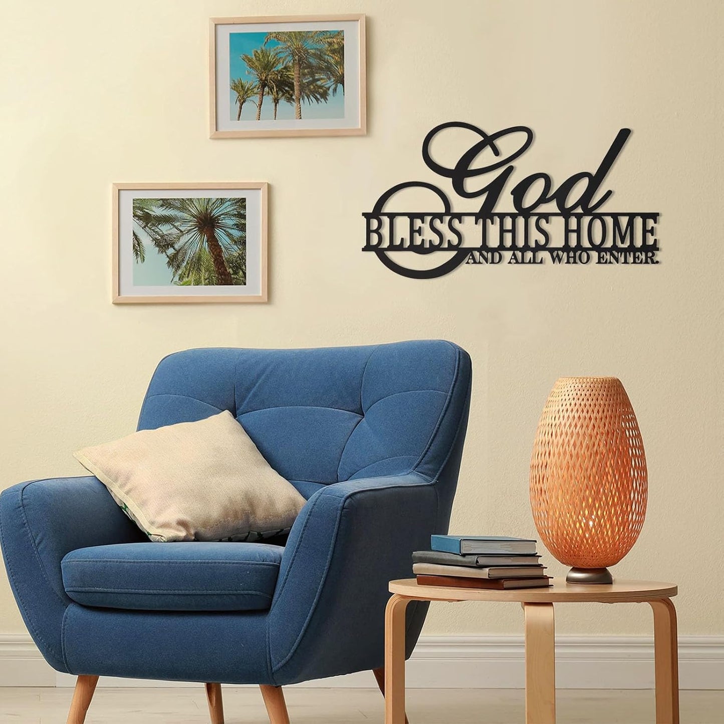 God Bless This Home Wall Decor Rustic Metal Home Sign Christian Jesus Decorations for Farmhouse Entryway Living Room Kitchen Dining Room
