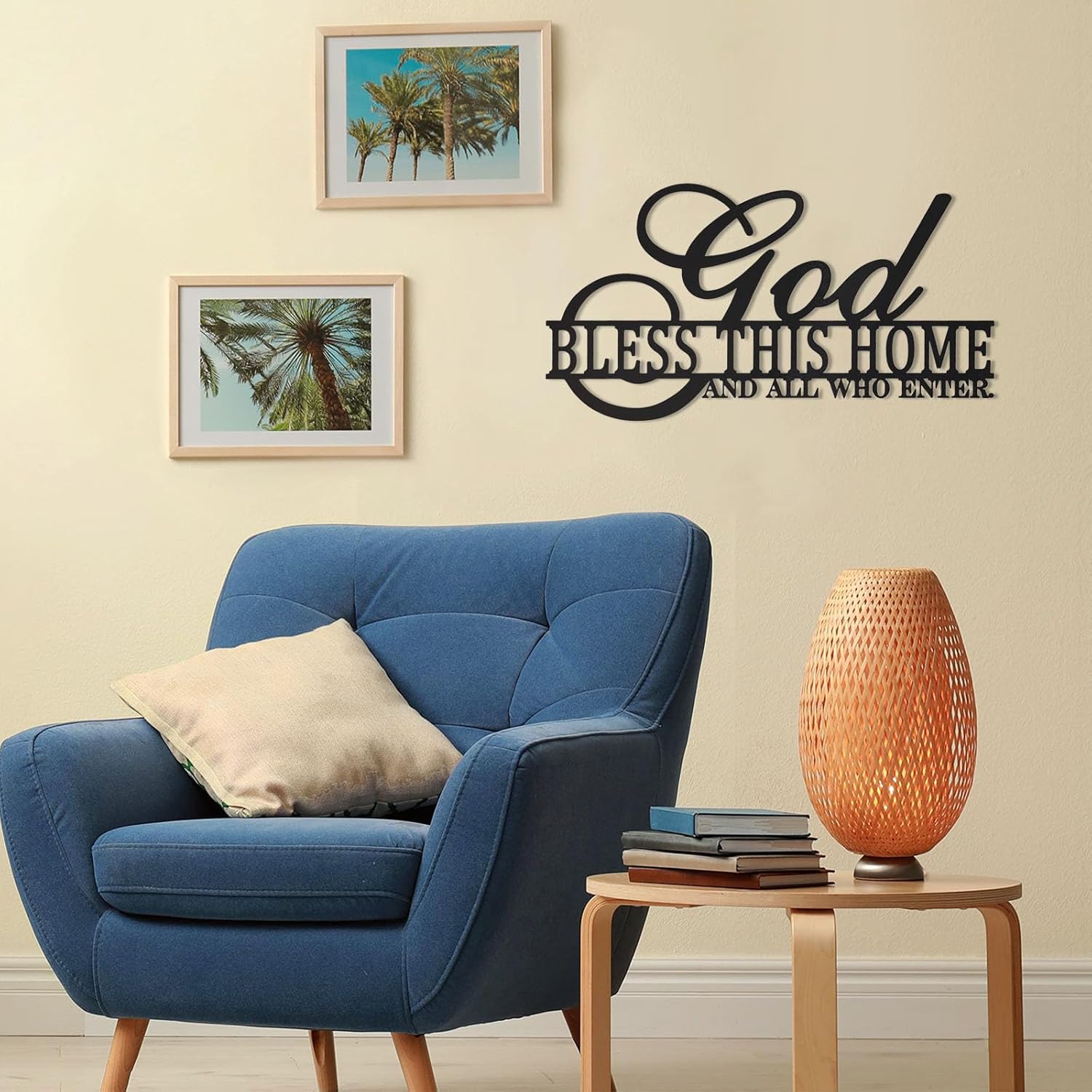 God Bless This Home Wall Decor Rustic Metal Home Sign Christian Jesus Decorations for Farmhouse Entryway Living Room Kitchen Dining Room