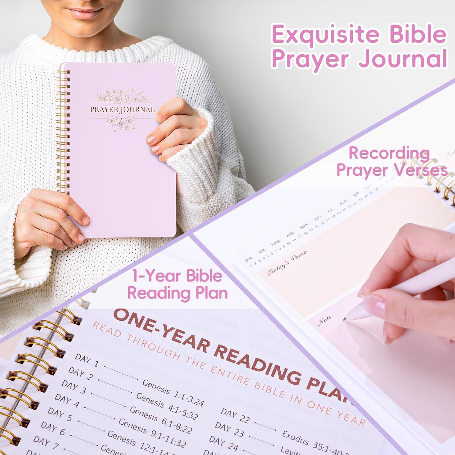 Bible Study Supplies Journaling Kit for Women, Bible Study Kit, 12 Pastel Highlighters and 12 Pens No Bleed, 75 Laminated Tabs, Prayer Journal Pencil Case and More, Pink