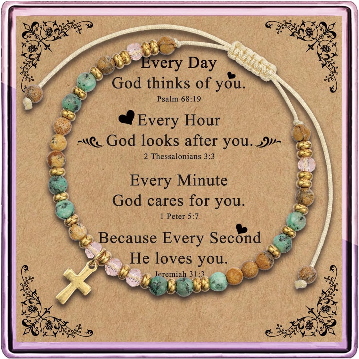 Christian Gifts for Women,Cross Bracelet,Christian Gifts,Inspirational Gifts for Women,Natural Stone Bracelets,Religious Gifts for Woman