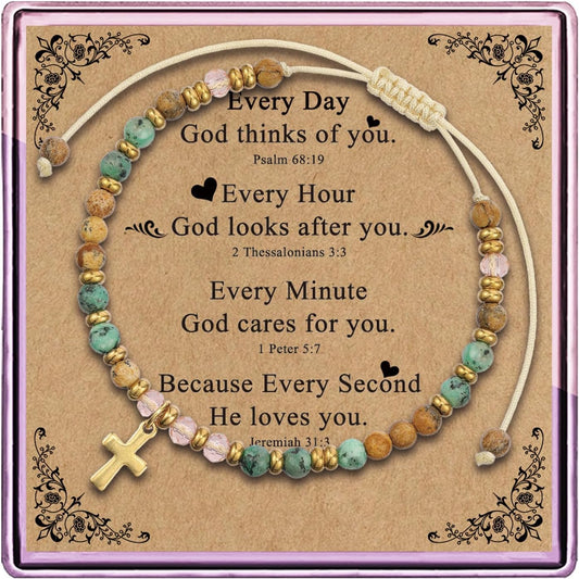 Christian Gifts for Women,Cross Bracelet,Christian Gifts,Inspirational Gifts for Women,Natural Stone Bracelets,Religious Gifts for Woman