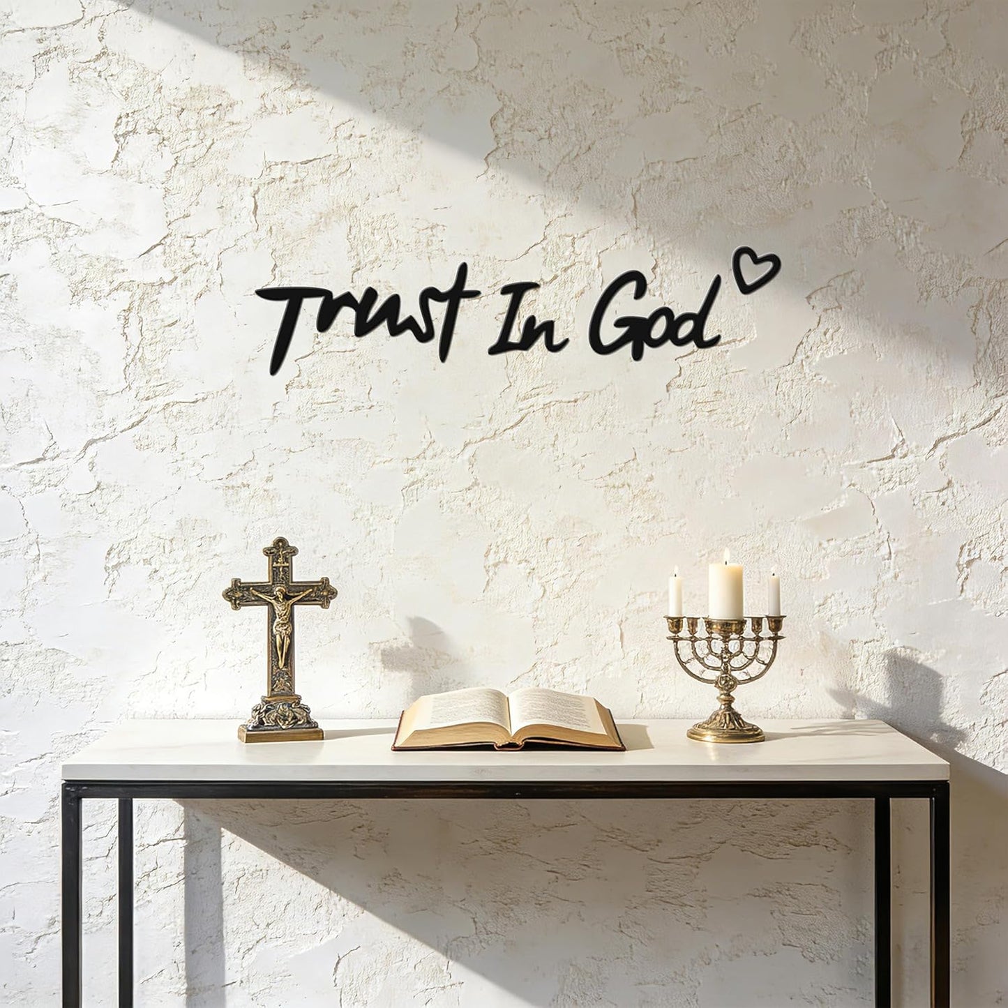 “Trust in God” Sign, Inspirational Scripture, Wall Art for Home Decor, Faith Based Living Room Wall Art, Heartwarming Gift