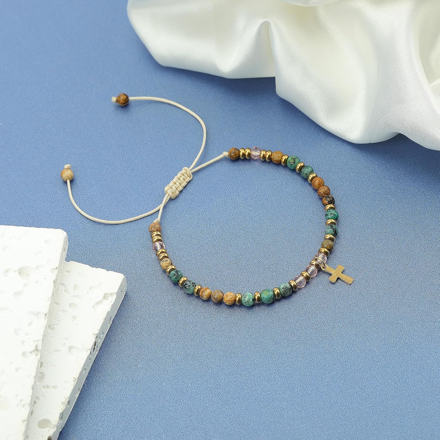 Christian Gifts for Women,Cross Bracelet,Christian Gifts,Inspirational Gifts for Women,Natural Stone Bracelets,Religious Gifts for Woman