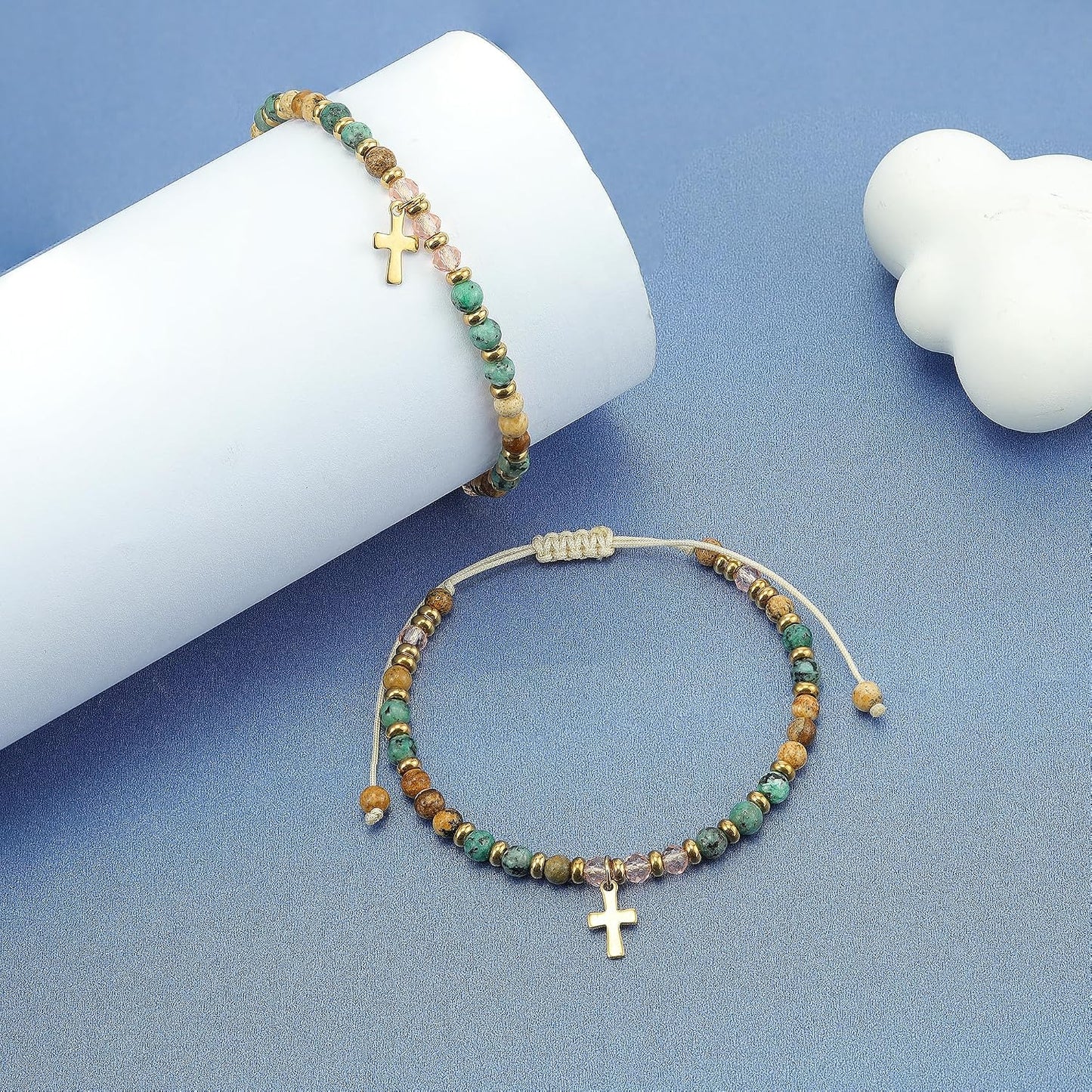 Christian Gifts for Women,Cross Bracelet,Christian Gifts,Inspirational Gifts for Women,Natural Stone Bracelets,Religious Gifts for Woman
